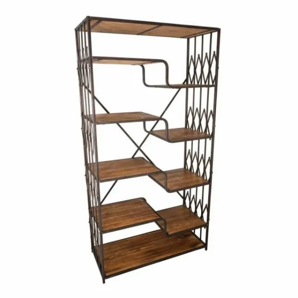 Meilleure vente 😉 Etagère Industrielle Fer Et Bois Loft Fer Et Bois Ciré L93.5 X P40 X H180 🎉 1