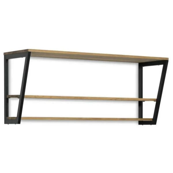 Meilleure affaire ✔️ Étagère Polygonal Descendant 100x35x47cm Noir 2 Supports – Industriel 👍 1