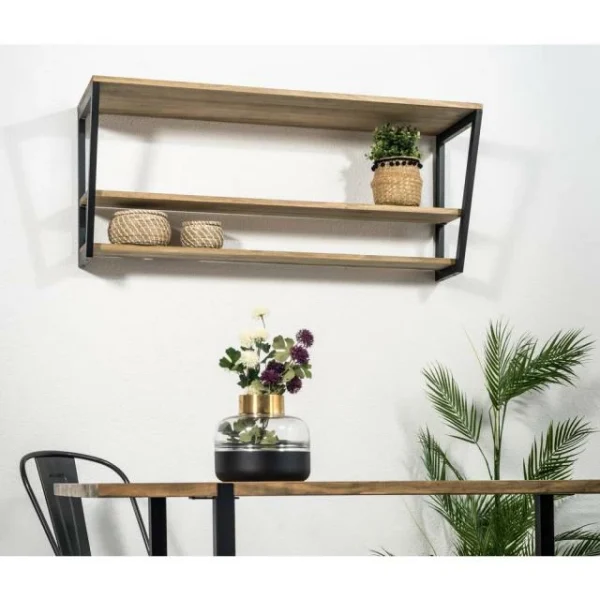 Meilleure affaire ✔️ Étagère Polygonal Descendant 100x35x47cm Noir 2 Supports – Industriel 👍 5