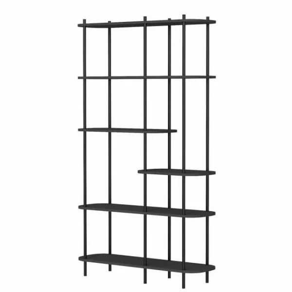 Tout neuf 🔔 Etagere Scandinave 6 Niv, Noir Struct. Métal Noir, Plateaux Bois 100x30x169 Cm 🔔 1