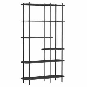 Tout neuf 🔔 Etagere Scandinave 6 Niv, Noir Struct. Métal Noir, Plateaux Bois 100x30x169 Cm 🔔 11