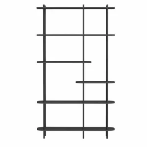 Tout neuf 🔔 Etagere Scandinave 6 Niv, Noir Struct. Métal Noir, Plateaux Bois 100x30x169 Cm 🔔 13