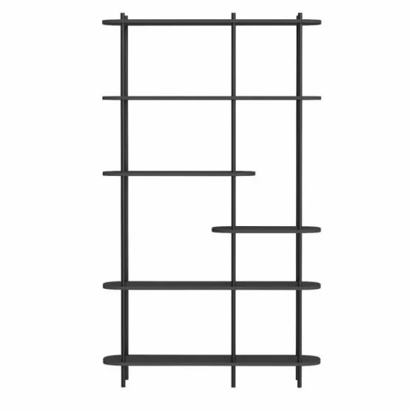 Tout neuf 🔔 Etagere Scandinave 6 Niv, Noir Struct. Métal Noir, Plateaux Bois 100x30x169 Cm 🔔 5