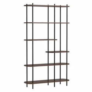 Sortie 🔥 Etagere Scandinave 6 Niv, Structure Métal Noir, Plateaux Bois 100x30x169 Cm 🧨 11