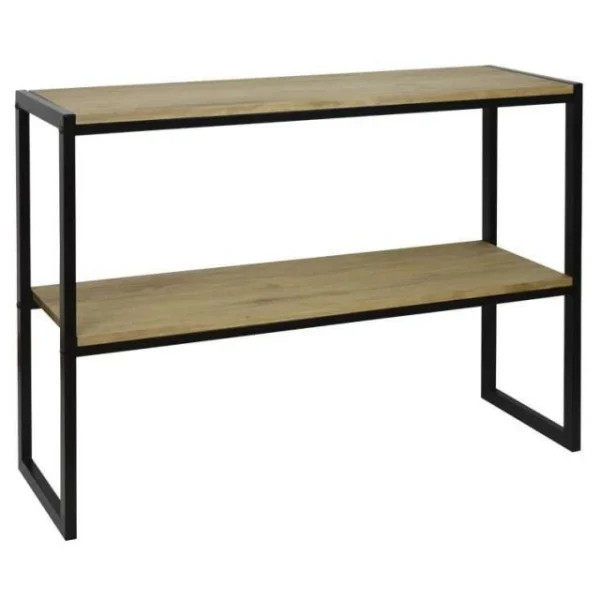 soldes officiel Meilleure vente 🤩 Console Icub Double Plateau Industriel 32x100x75 Cm Noir – Pin Vieilli 🧨 1