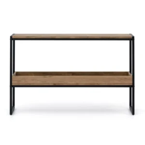 Sortie 👏 Console Icub Double Plateau Industriel 32x100x75cm Noir – Pin Vieilli 🎉 Neuve avec étiquette 7