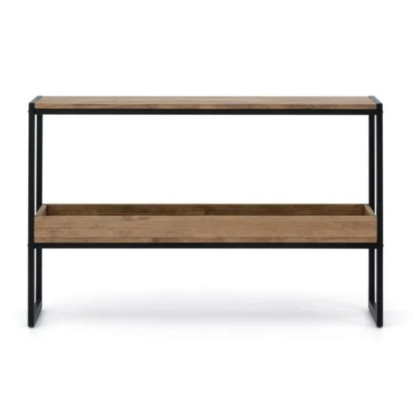 Sortie 👏 Console Icub Double Plateau Industriel 32x100x75cm Noir – Pin Vieilli 🎉 Neuve avec étiquette 3