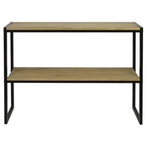 beauté De gros 👍 Console Icub Double Plateau Industriel 32x120x75 Cm Noir – Pin Vieilli 🎁 6