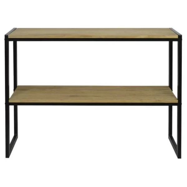 beauté De gros 👍 Console Icub Double Plateau Industriel 32x120x75 Cm Noir – Pin Vieilli 🎁 3