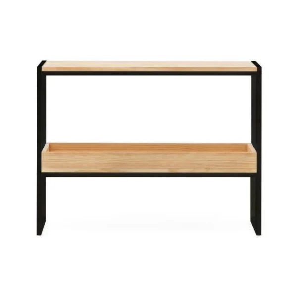 Acheter 😉 Console Icub Double Plateau Scandinave 32x120x75 Cm Noir – Pin Naturel 💯 magasin pour 3