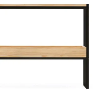 Acheter 😉 Console Icub Double Plateau Scandinave 32x120x75 Cm Noir – Pin Naturel 💯 magasin pour 10