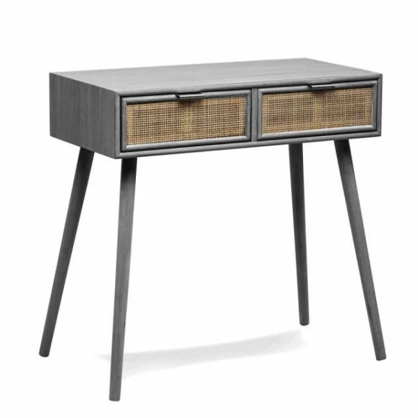 Meilleure affaire 🤩 Console Table Scandinave En Bois Avec 2 Tiroirs Gris 80x42x79 Cm 😀 Réductions 1