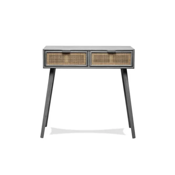 Meilleure affaire 🤩 Console Table Scandinave En Bois Avec 2 Tiroirs Gris 80x42x79 Cm 😀 Réductions 5