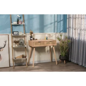 De gros ✨ Console Table Scandinave En Bois Avec 2 Tiroirs Marron 80x42x79 Cm 🎉 Satisfait ou Remboursé 9