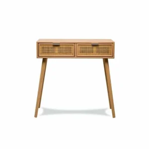 De gros ✨ Console Table Scandinave En Bois Avec 2 Tiroirs Marron 80x42x79 Cm 🎉 Satisfait ou Remboursé 13