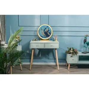 Vente flash 🤩 Console Table Scandinave En Bois Avec 2 Tiroirs Vert 80 X 42 X 79 Cm ✔️ Promotio de vente 9