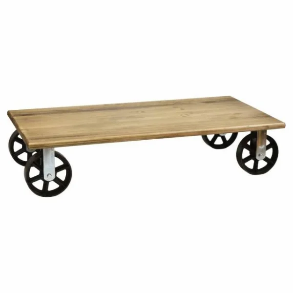 Le moins cher 🎁 Table Basse Avec 4 Roues En Fonte Style Industriel Vintage – 120 X 60 X 27 Cm 🥰 magasins pour 1