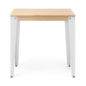 Retour gratuit en magasin. Budget 🔔 Table Salle à Manger Lunds 80x80x75cm Blanc-plateau Bois Finition Naturel. 🥰 9