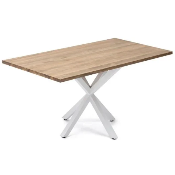 à prix promos Vente flash 😀 Table Salle à Manger Pied étoile Industriel 160x80cm Blanc-bois Vieilli 🧨 1