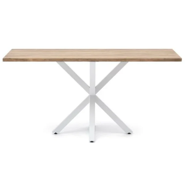 à prix promos Vente flash 😀 Table Salle à Manger Pied étoile Industriel 160x80cm Blanc-bois Vieilli 🧨 3