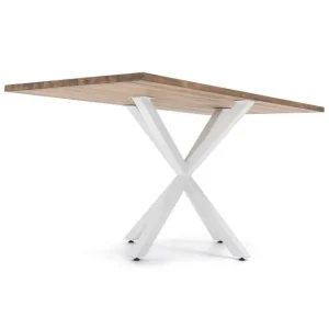 à prix promos Vente flash 😀 Table Salle à Manger Pied étoile Industriel 160x80cm Blanc-bois Vieilli 🧨 13