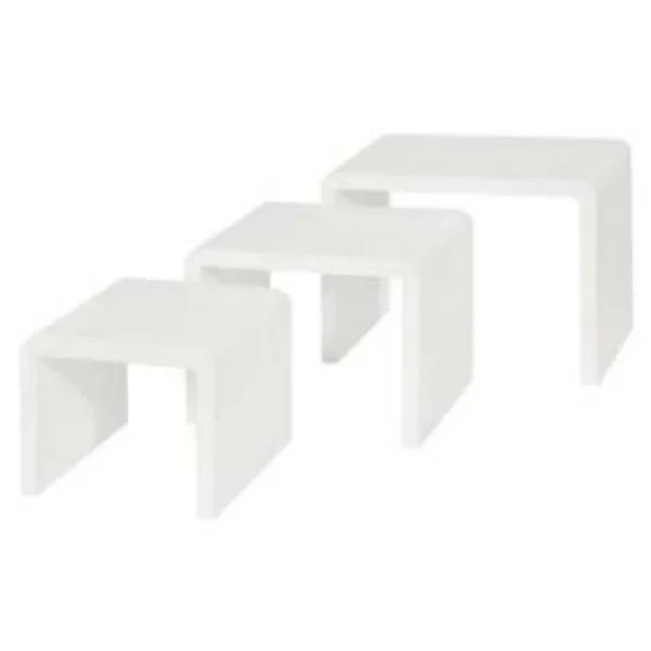 magasin pour Grosses soldes ❤️ Tables Gigognes Blanc Laqué – L39xP30xH29 – L49xP30xH35 – L59xP30xH41 Cm – Par 3 😉 1